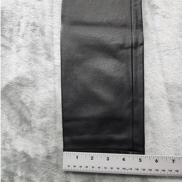 Venus Pants Womens 4 Black Faux Leather Mid Rise Skinny Ankle Stretch Side Zip - Picture 11 of 12